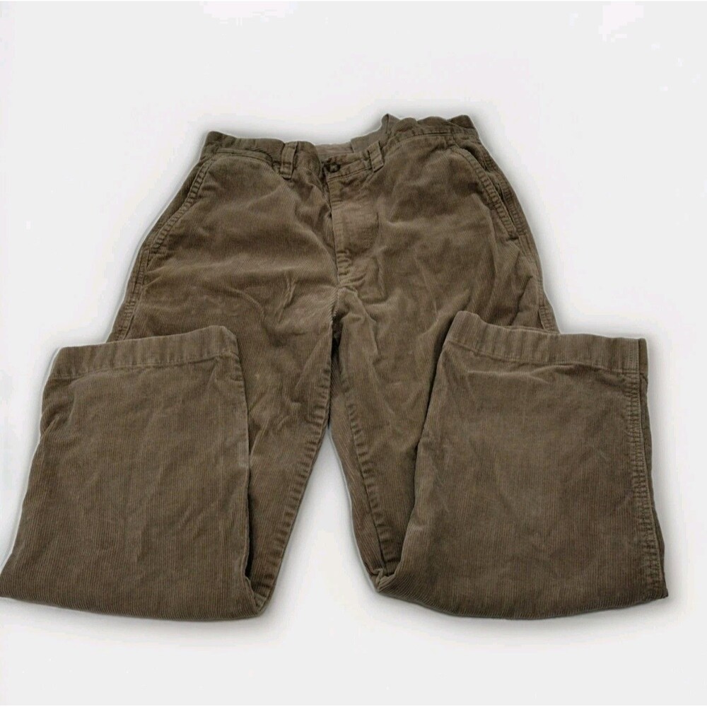 LL Bean Pants Mens Corduroy 34x30 Natural Fit Khaki Brown Trousers Preppy -Read